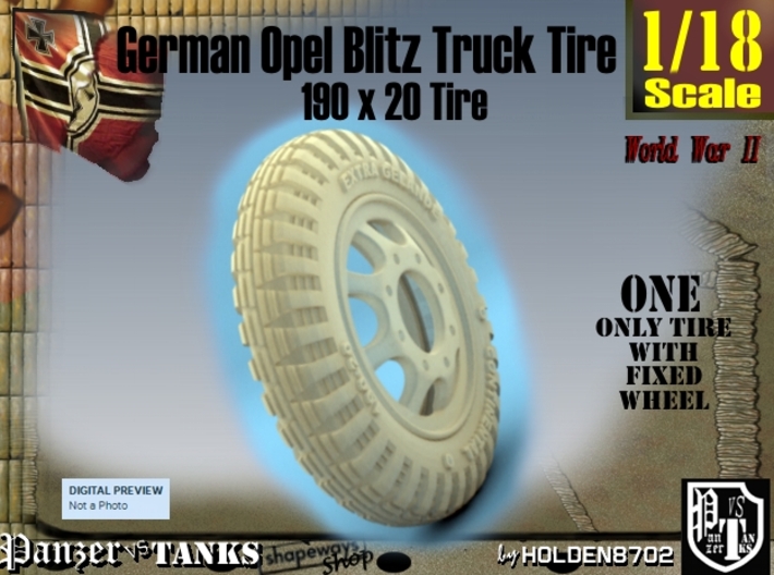 1-18 Opel Blitz Tire 190x20 3d printed