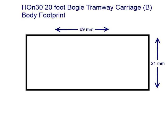 HOn30 20 foot Bogie Tramway Carriage (B) 3d printed Footprint