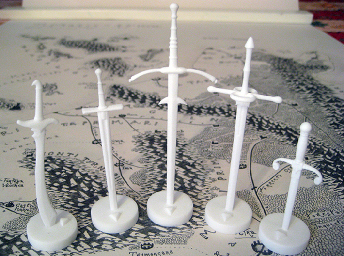 Role Playing Counter: Blades, Normal (Set) 3d printed Blades in Strong &amp; Flexible Plastic (Polished White)