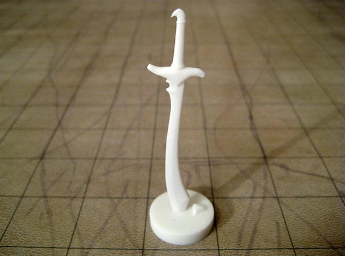 Role Playing Counter: Scimitar 3d printed Scimitar in Strong & Flexible Plastic (Polished White)