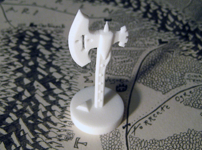 Role Playing Counter: Waraxe 3d printed Waraxe in Strong &amp; Flexible Plastic (Polished White)