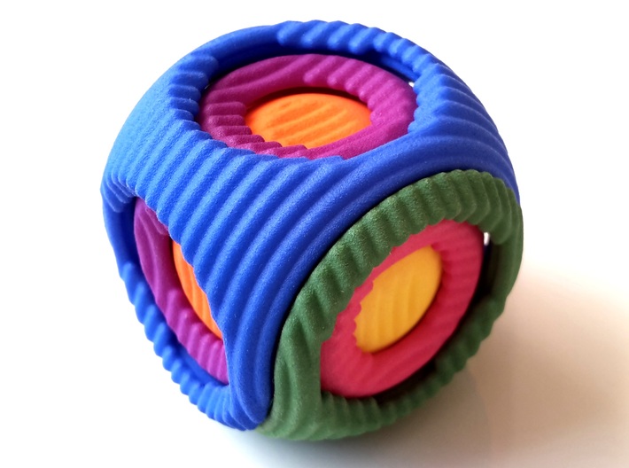 Dual Sphericon puzzle with 3 layers - interim laye 3d printed Assembled