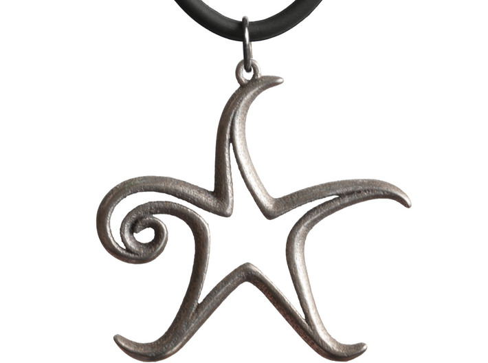 The Star Pendant 3d printed Printed in Stainless Steel (no chain or jump ring included).