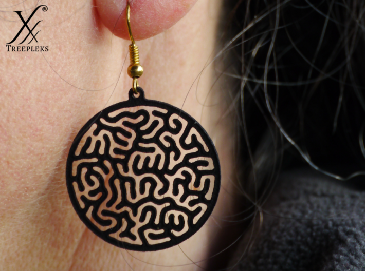 Round Reacting Earrings 3d printed Printed in Black Strong and Flexible (hook not included)