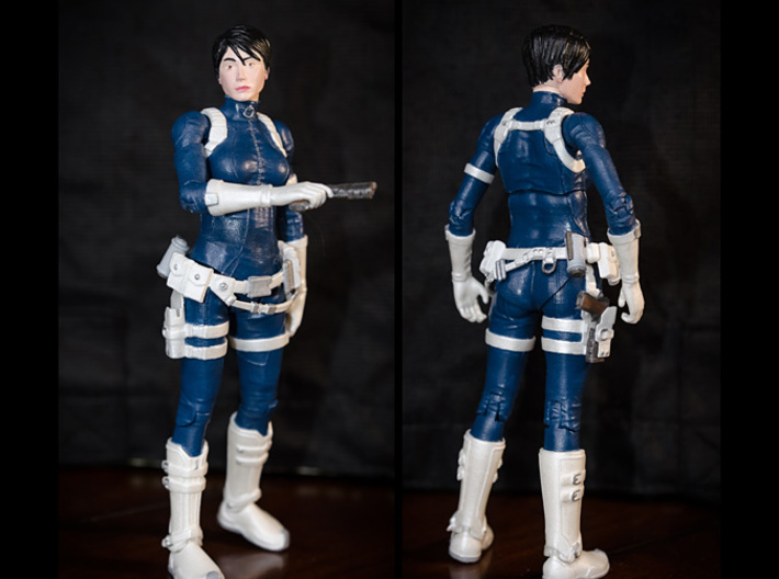 FB01-BeltPack-06s  6inch 3d printed Belts printed in White Strong & Flexible Polished were used on this figure