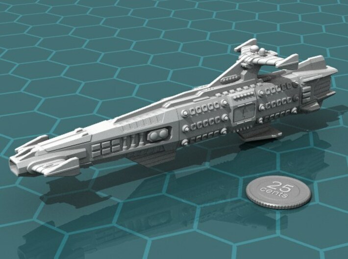 Ikennek Battleship 3d printed Render of the model, with a virtual quarter for scale.