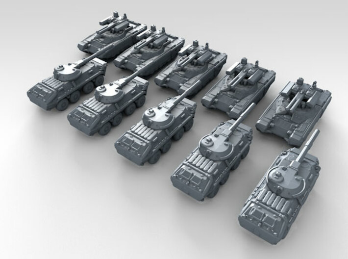 1/700 Scale Russian Modern Tank Set 3 3d printed 3d render showing product detail