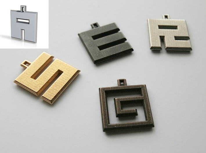 ABC Pendant - A Type - Solid - 24x24x3 mm 3d printed