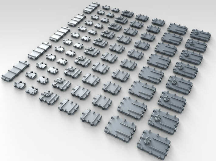 1/350 Royal Navy Assorted Deck Hatches Only x75 3d printed 3d render showing product detail