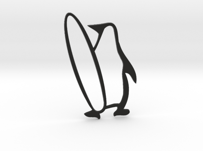 Penguintastic penguin with surfboard car badge 3d printed