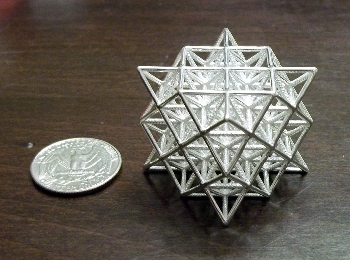 64 Tetrahedron Grid 1.25&quot; 3d printed 64 Tetrahedron Grid in Polished Silver