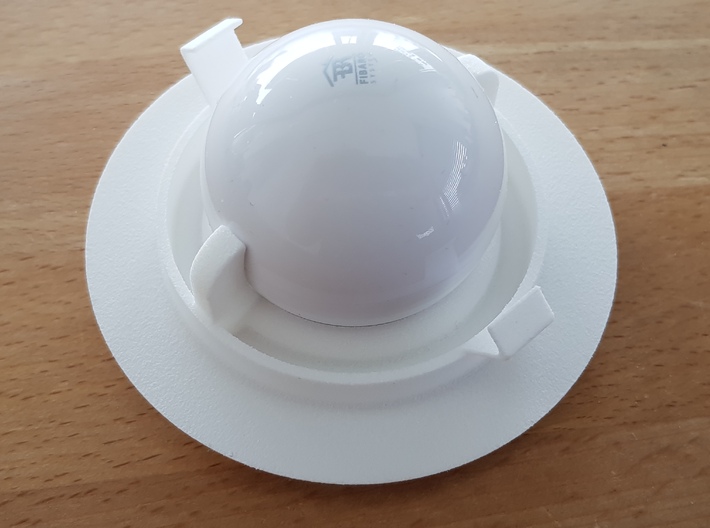 Recessed ceiling mount for Fibaro Motion Sensor 3d printed with Motion Sensor Mounted
