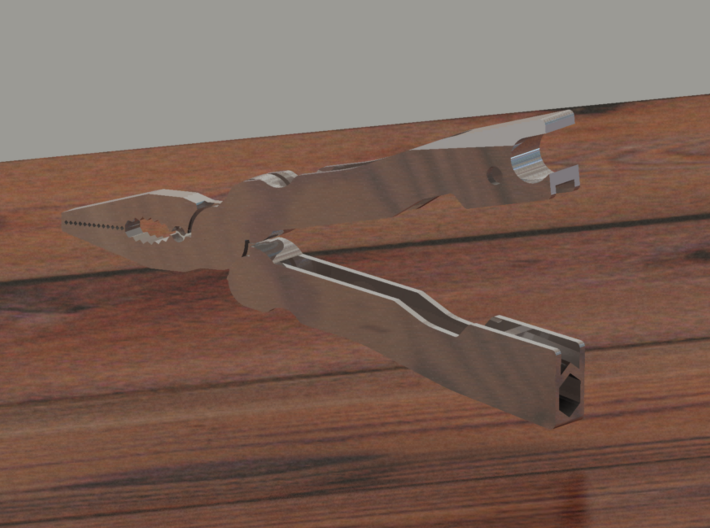 Folding pocket pliers + bottle opener + bit holder 3d printed 