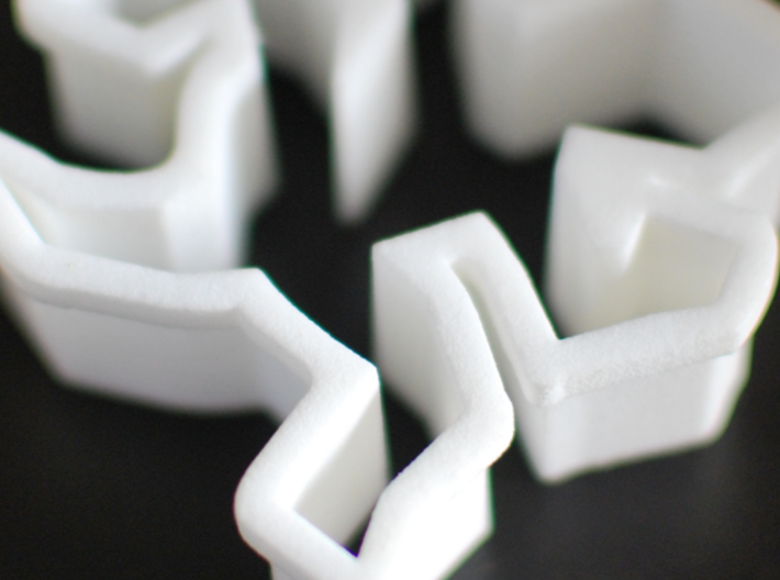 Escher-esque Famous Lizards Cookie Cutter 3d printed Close-up showing detail and texture of the White Strong & Flexible