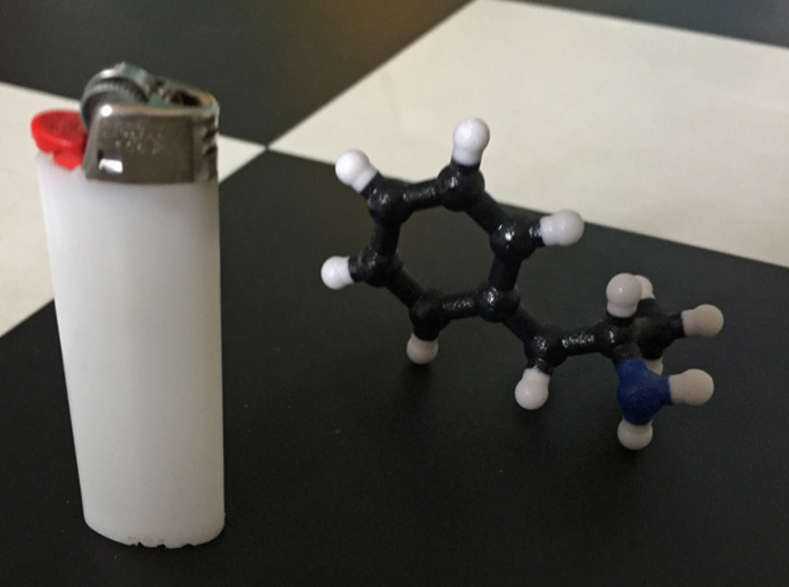 Amphetamine Molecule Model (Speed), 3 Sizes. 3d printed Amphetamine Molecule. 1:10. Coated Full Color. Photo with an actual line of speed (Thanks Chris!).