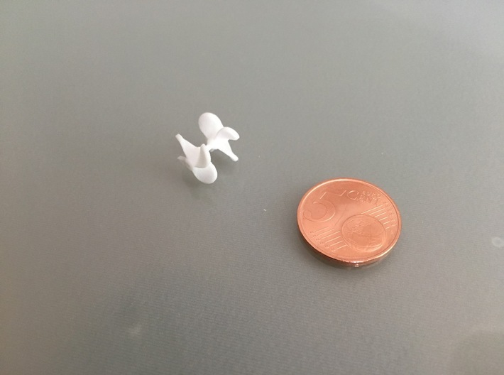 4-blade ship propeller, 13mm diameter, 2 pieces 3d printed propellers (two on a sprue) as printed