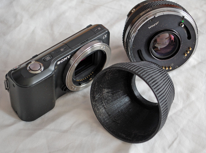 Zenza Bronica ETR To Sony E-mount 3d printed first prototype fitted on camera