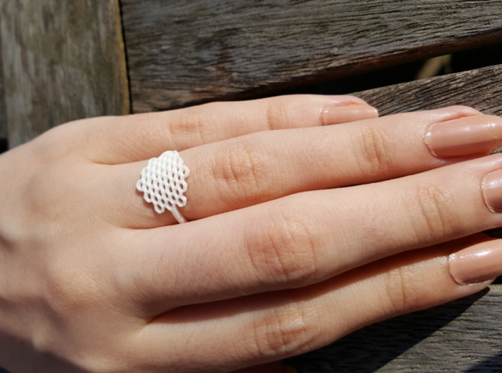 Honeycomb Ring 3d printed White Strong & Flexible