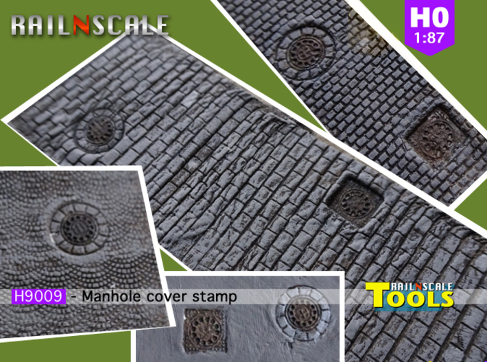 Manhole cover stamp (H0 1:87) 3d printed