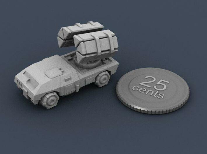 Terran Guided Missile Truck 3d printed Render of the assembled model, with a virtual quarter for scale.