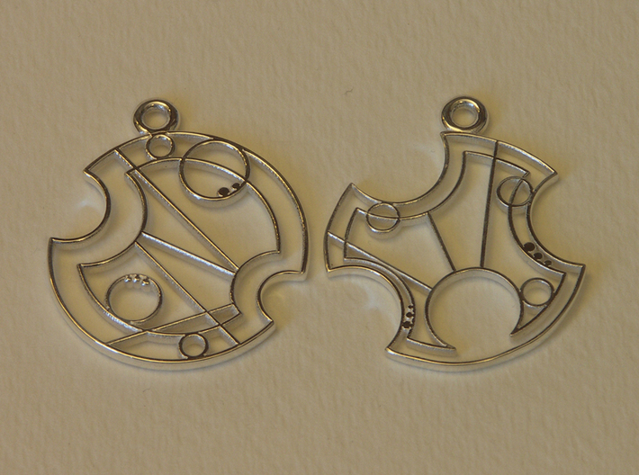 Gallifrey Earrings 3d printed Printed in Polished Silver