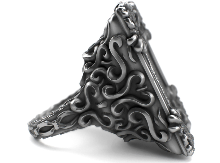 Keyhole Baroque - Huge Detailed Ring S. Silver 3d printed It is available on aged silver here: https://shop.pj3dartist.com/products/keyhole-baroque-detailed-huge-ring
