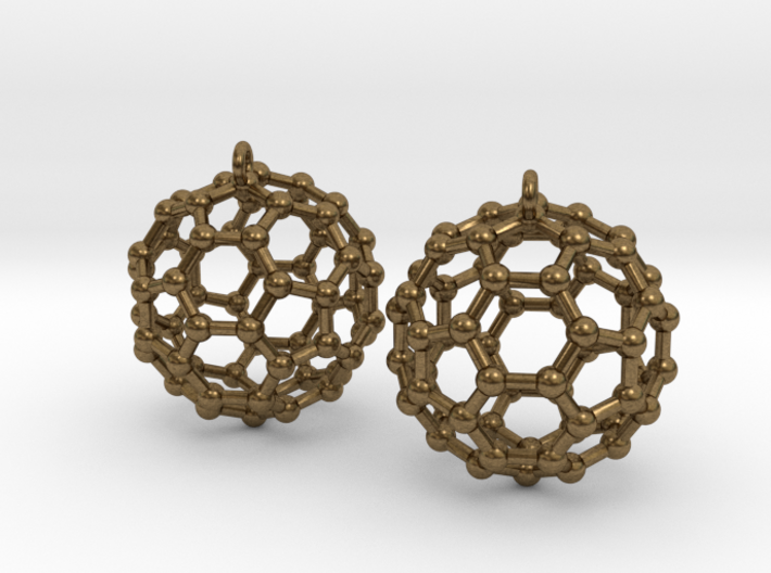 BuckyBall C60 Earring, Silver, 1.7cm. 2 Pieces. 3d printed