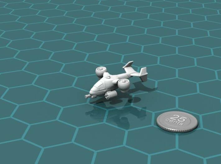 Terran Ground Attack VTOL 3d printed Render of the model, with a virtual quarter for scale.