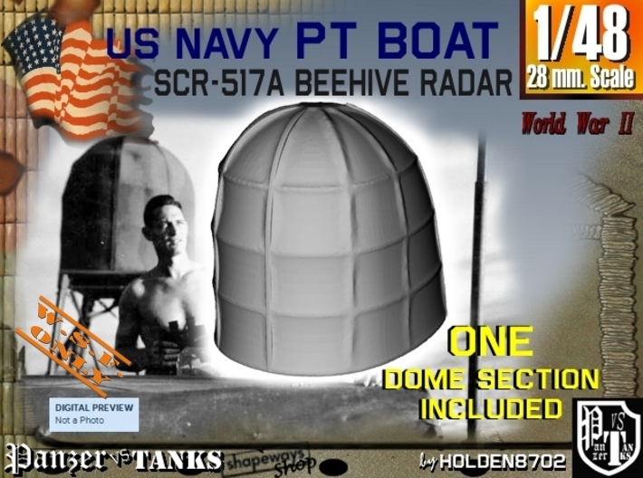 1-48 PT Boat Beehive Radar Dome 3d printed