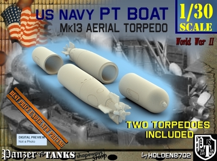 1-30 Torpedo Mk13 For PT Boat Set1 3d printed
