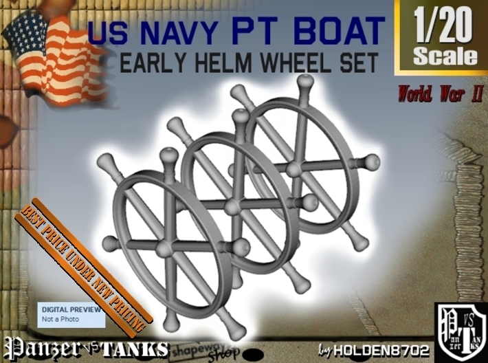 1-20 PT Boat Helm Wheel Set 3d printed