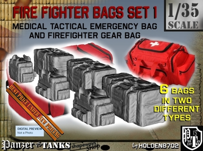 1-35 Med Tac Emerg And Firefight Gear Bag Set 3d printed