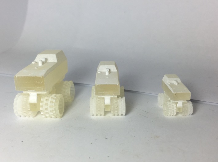 1:87 Trench compactor  3d printed From left to right: 1/50, 1/64 and, 1/87th rollers. 