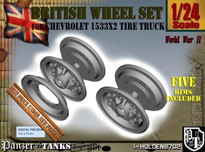 1-24 Chevy LRDG Rims FUD Set4 3d printed