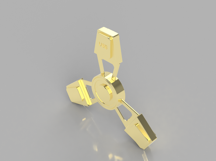 Fidget Spinner (metal) 3d printed yellow strong flexible