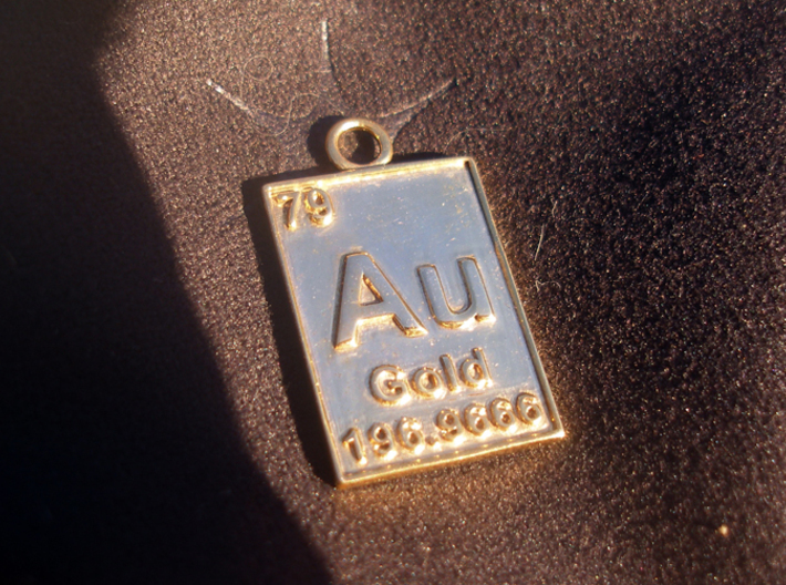 Gold Periodic Table Pendant 3d printed The Gold Periodic Table Pendant with polished gold finish.