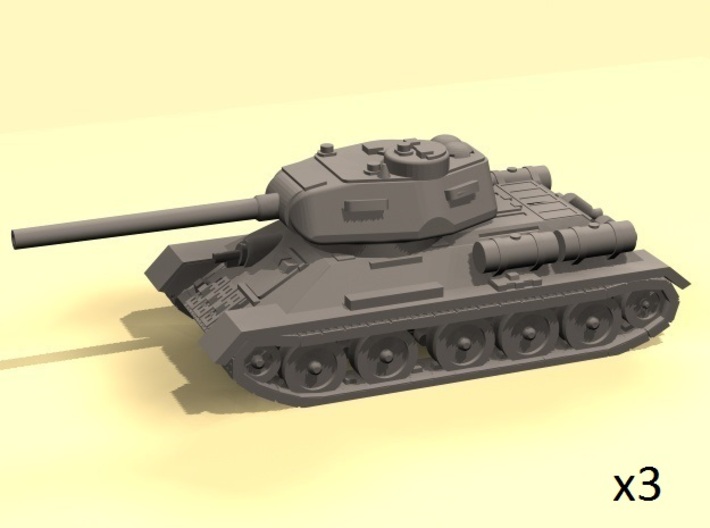 1/100 T-34-85 tank (low detail) 3d printed
