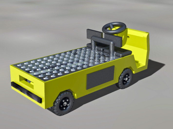 Cushman Titan Cart, N-Scale, rotating wheels 3d printed Rear quadrant view