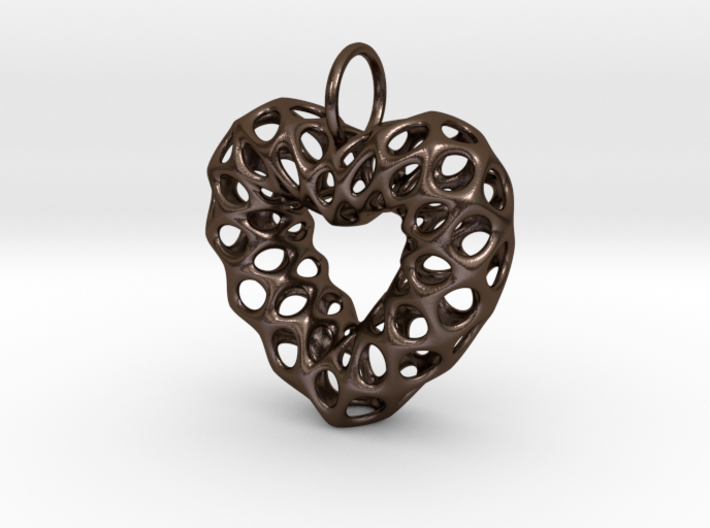 Mesh Heart Pendant in Steel 3d printed