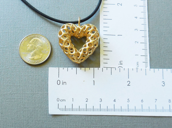 Mesh Heart  Pendant in Steel 3d printed 