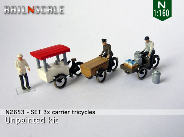 SET 3x Carrier tricycles (N 1:160) 3d printed
