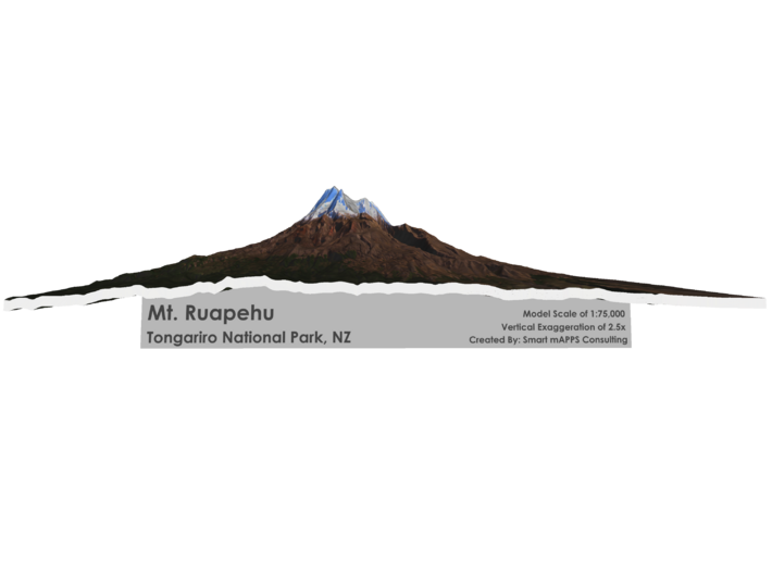Mount Ruapehu Map: 9" 3d printed 