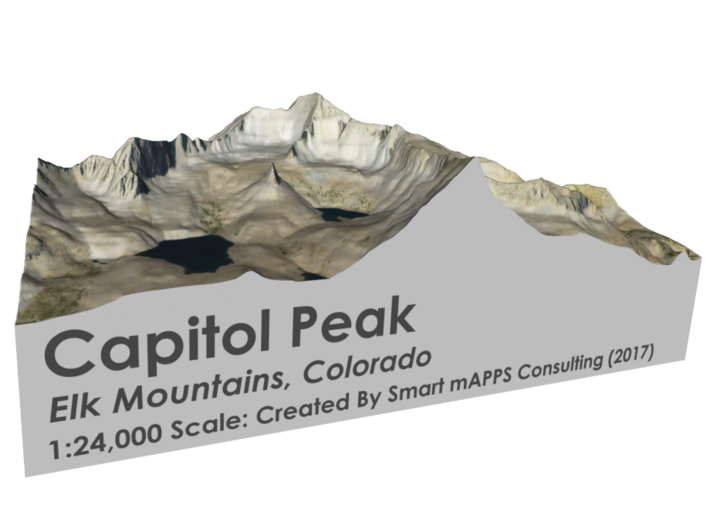 Capitol Peak Map: 6" 3d printed 