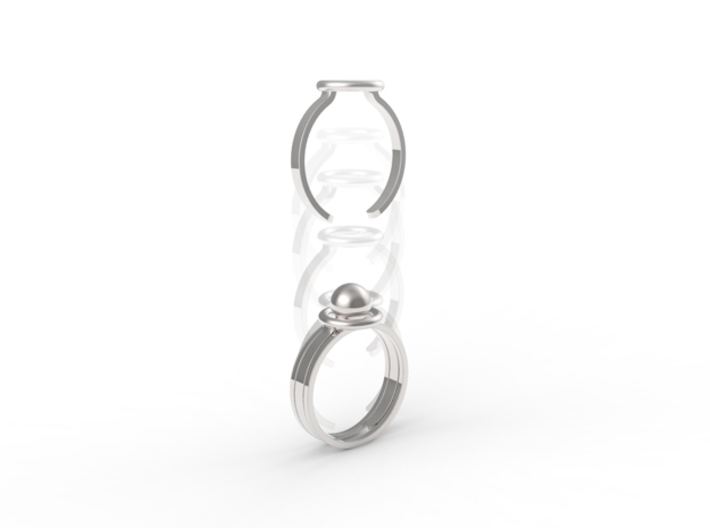 Nesting Melancholia Rings 3d printed The two rings complement one another, yet can be separated easily.