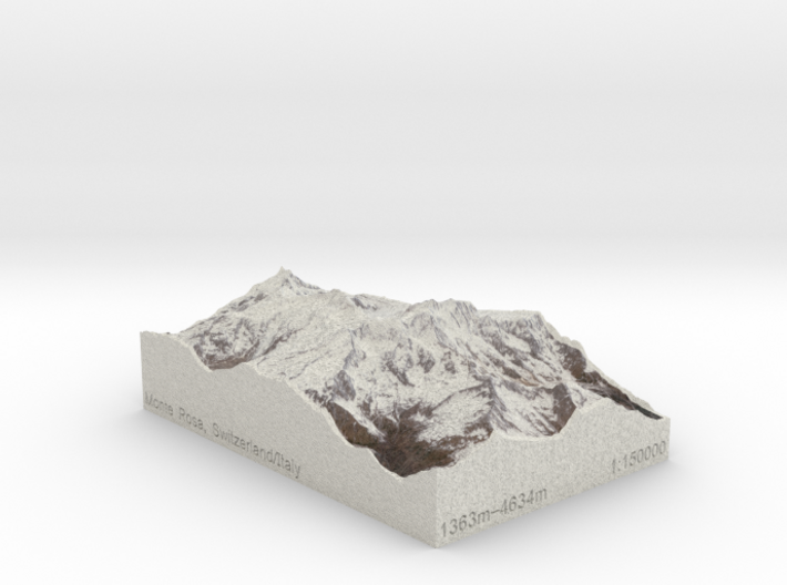 Monte Rosa, Switzerland/Italy, 1:150000 Explorer 3d printed 