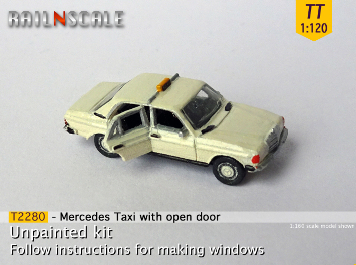 Mercedes-Benz W123 Taxi w/ open door (TT 1:120) 3d printed 