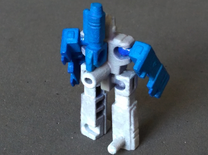 MicroSlinger "Squall" 3d printed Squall robot mode, rear view.