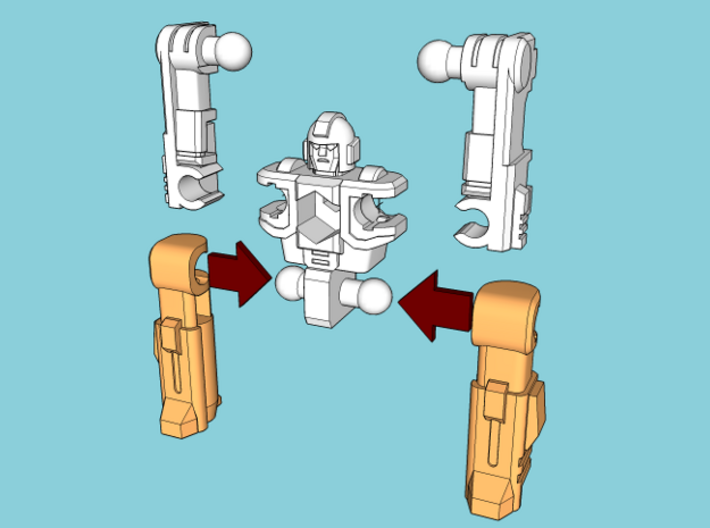 MicroSlinger "Flarestorm" 3d printed Assembly step 1: Attach legs.