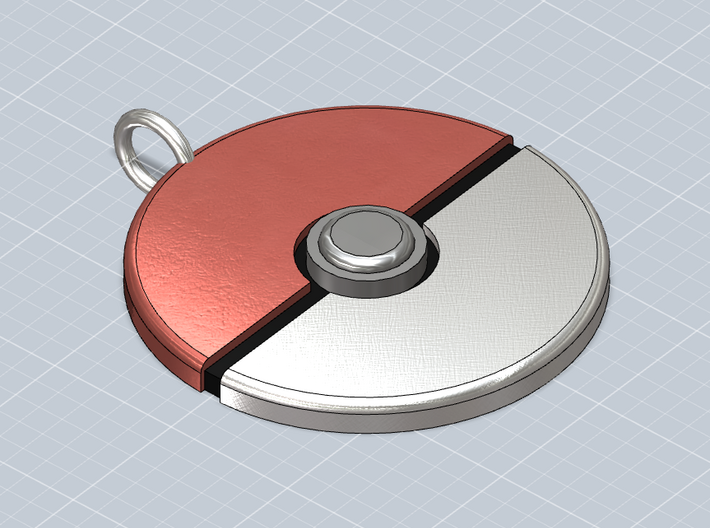 Pokeball Pendant 3d printed Perspective view