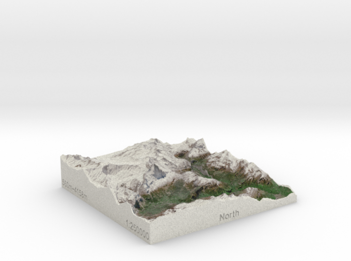 Jungfrau Region, Switzerland, 1:250000 Explorer 3d printed 